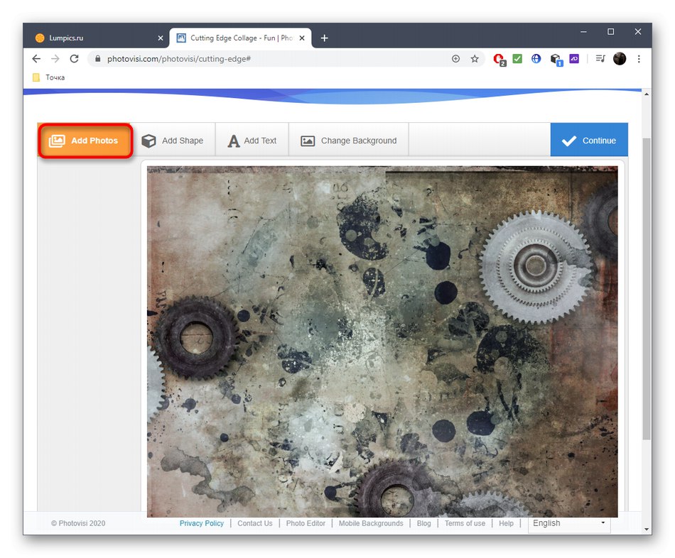 Przejdź do dodawania zdjęcia do kolażu za pośrednictwem usługi online PhotoVisi