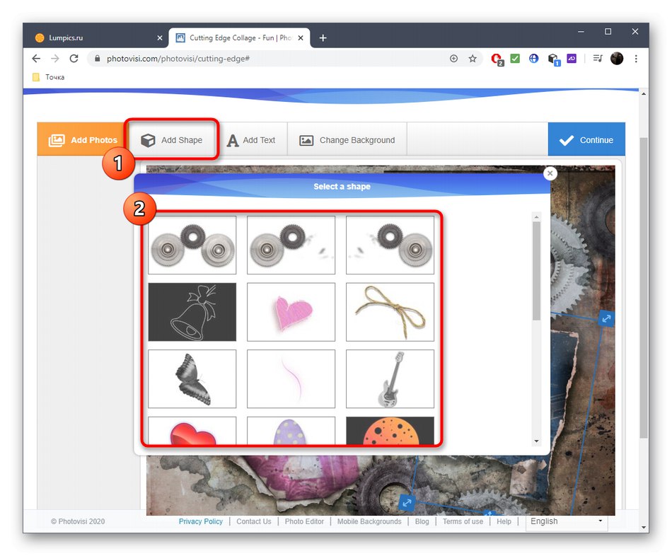 Dodawanie elementów kolażu za pośrednictwem usługi online PhotoVisi