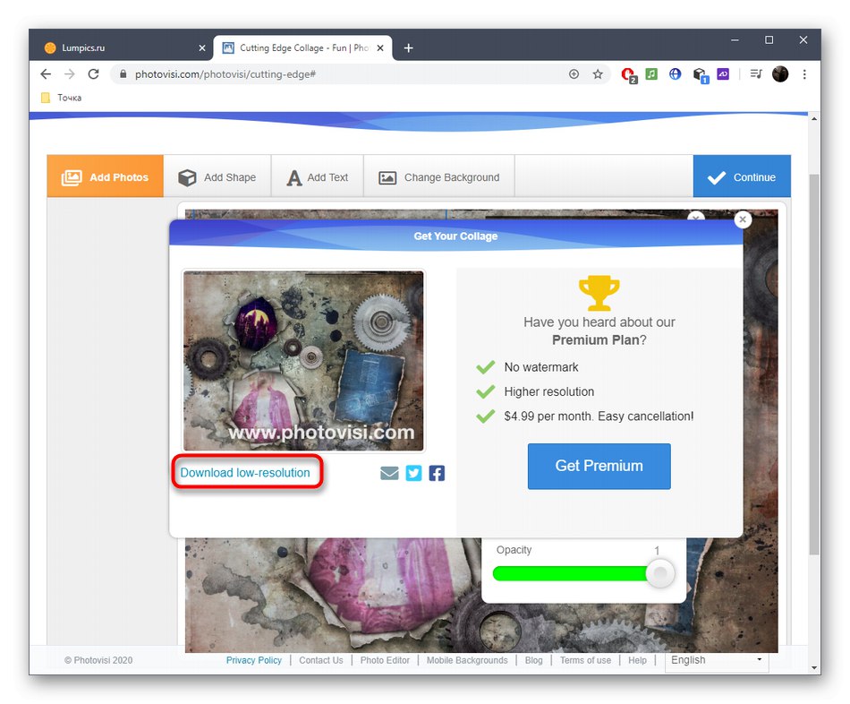Pobieranie kolażu za pośrednictwem usługi online PhotoVisi