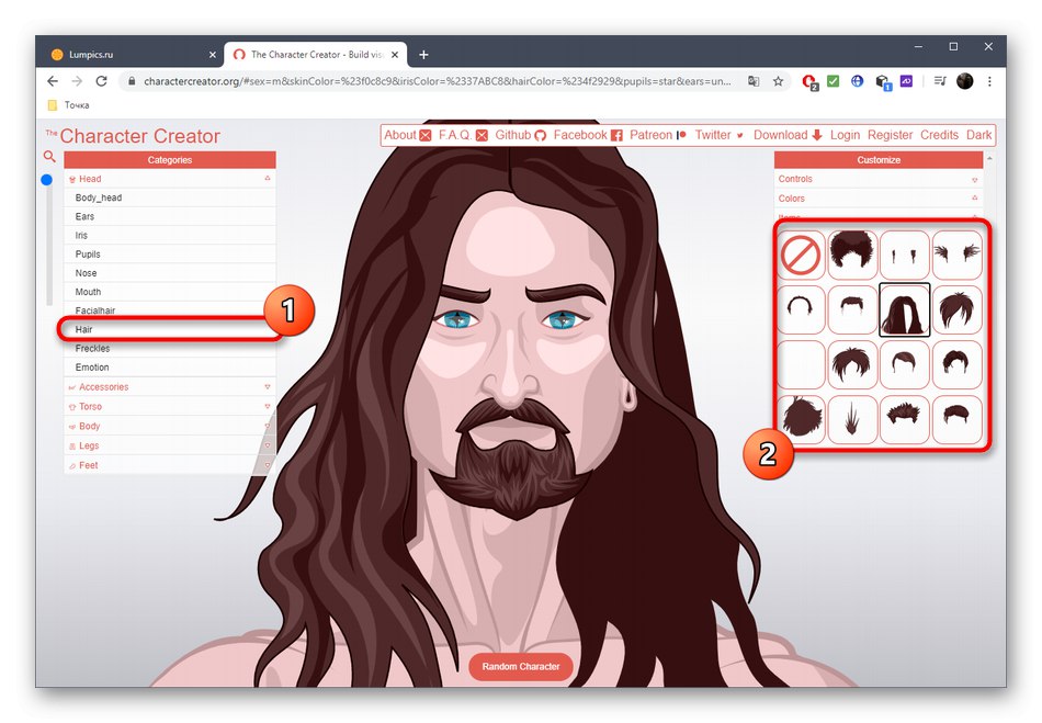 Prilagajanje las vašega lika prek spletne storitve Character Creator