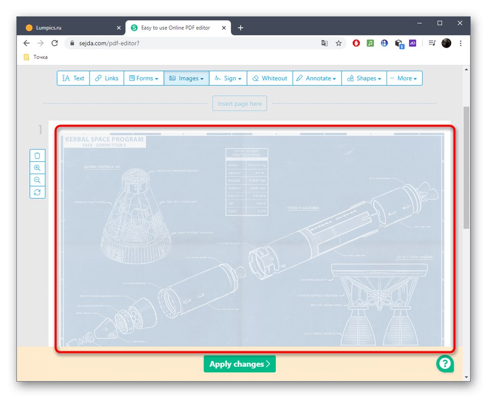 موقع الصورة لملف PDF متعدد الصفحات عبر خدمة Sejda عبر الإنترنت