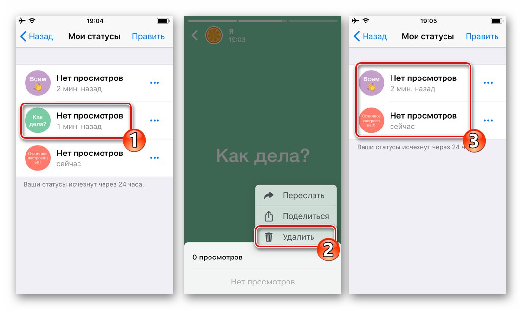 WhatsApp за iOS изтрива всички актуализации на състоянието една по една от изглед на цял екран