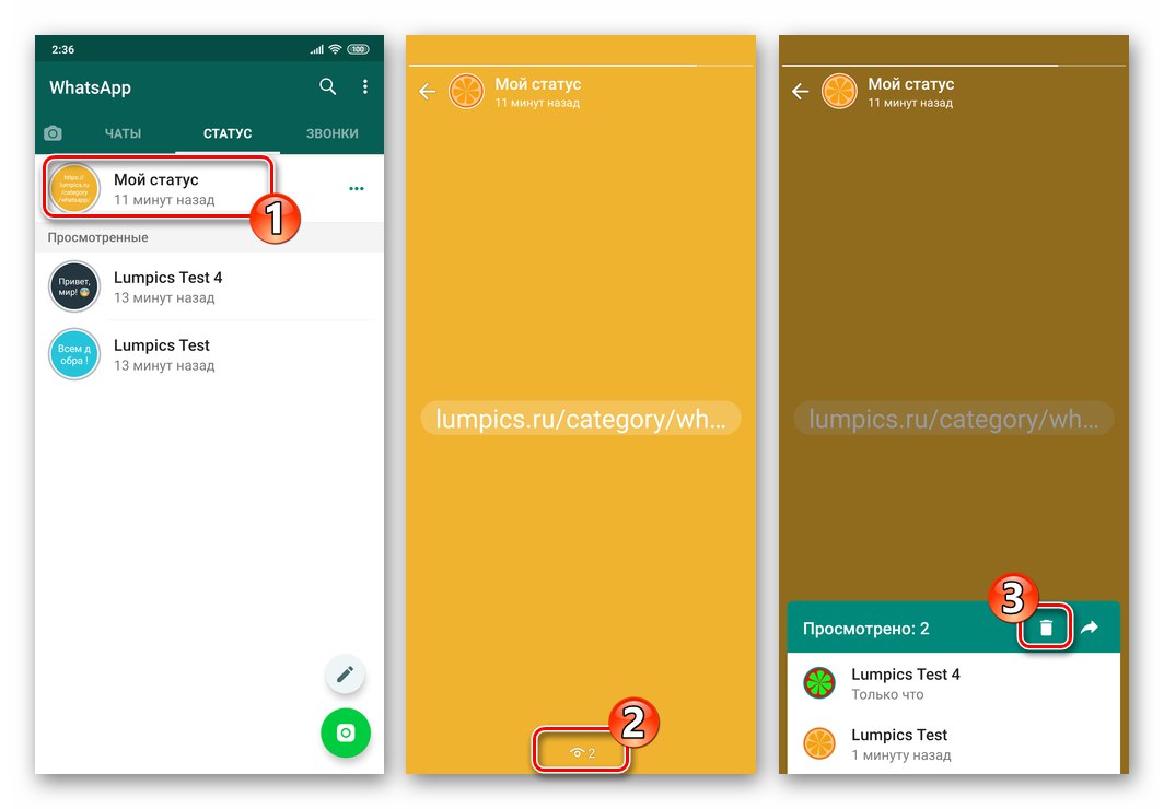 WhatsApp за Android Премахване на състоянието от екрана му за преглед