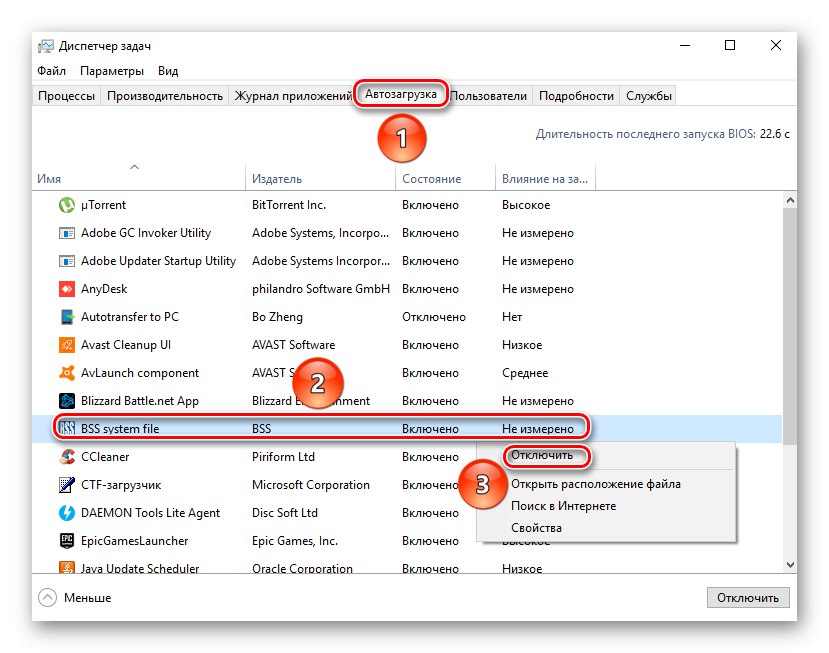 Konfiguriranje zagona v upravitelju opravil Windows 10