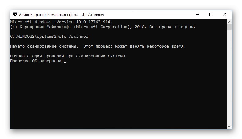 Zagon sistemskega pregleda in čakanje na zaključek pregleda datoteke v ukaznem pozivu sistema Windows