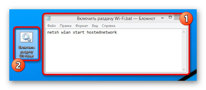 Možnost ustvarjanja datoteke BAT za dostopno točko v sistemu Windows 8