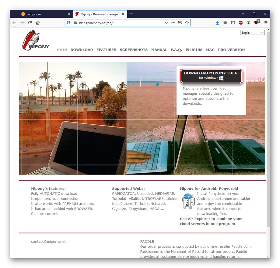 Stahování MiPony Downloader z oficiálních webových stránek