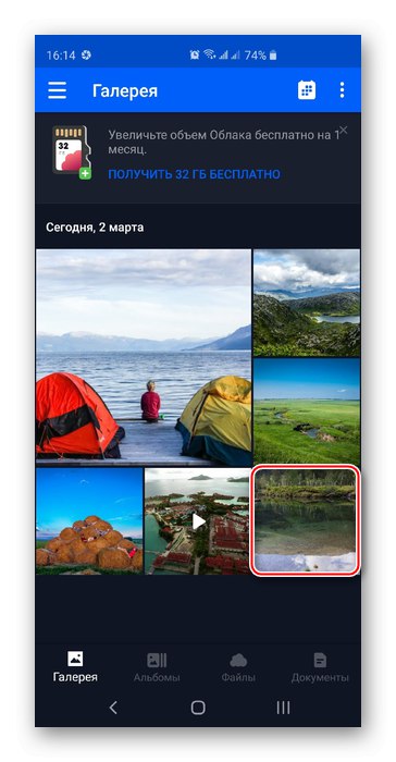 Výběr fotografie ke stažení v aplikaci Cloud@mail.ru pro Android