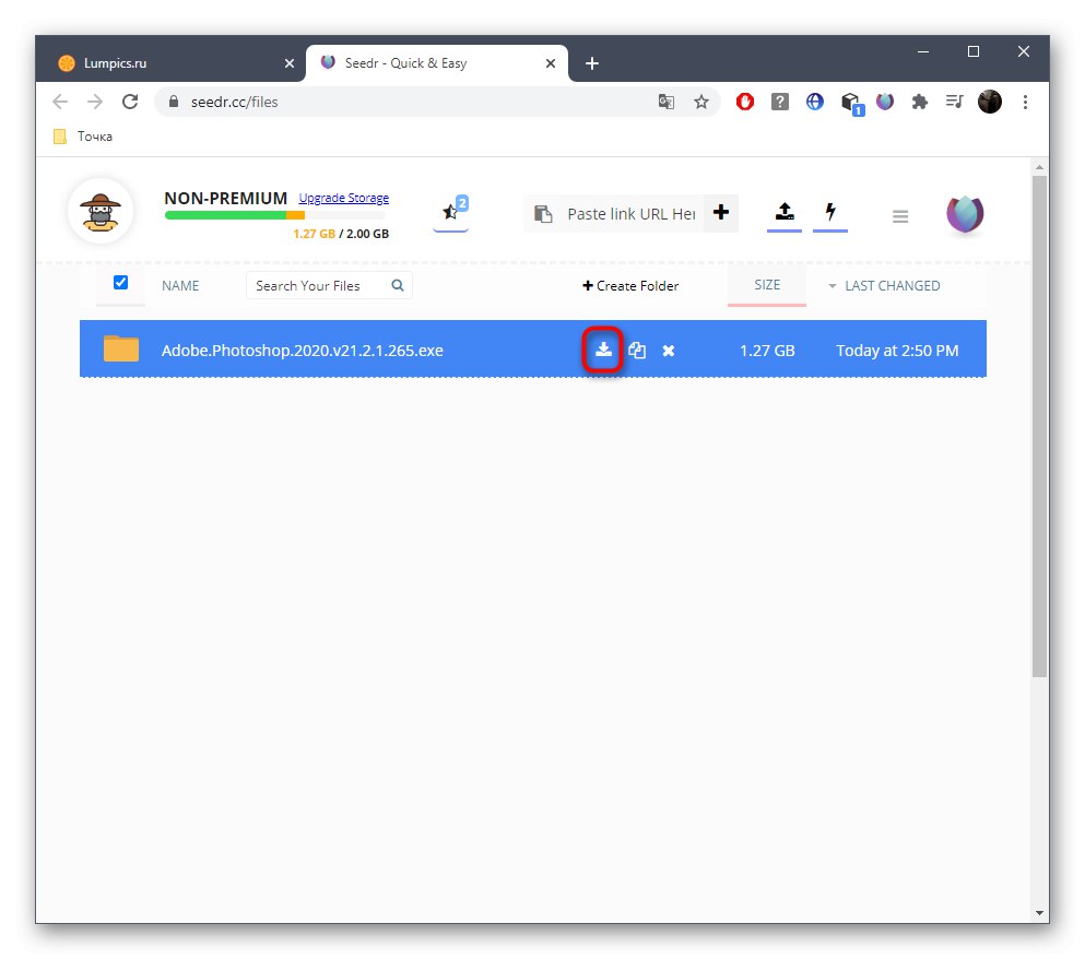 Початок скачування торрент-файлу без торрента в розширенні Seedr