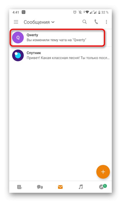 Výběrem skupinového chatu jej odstraníte v mobilní aplikaci Odnoklassniki