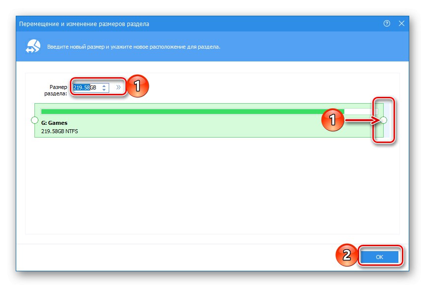 Razširitev particije diska v AOMEI Partition Assistant v sistemu Windows 10