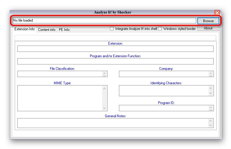 Отидете на избора на файл за определяне на разширението чрез Analyze It! в Windows 10