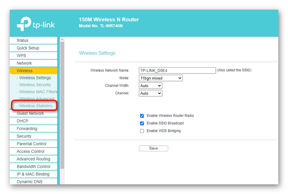 انتقل إلى قسم إحصائيات الشبكة اللاسلكية للتحقق من العملاء في جهاز التوجيه TP-Link