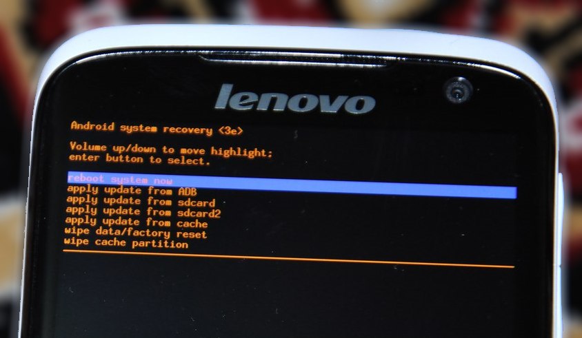 Елементи от менюто за фабрично възстановяване на Lenovo S820