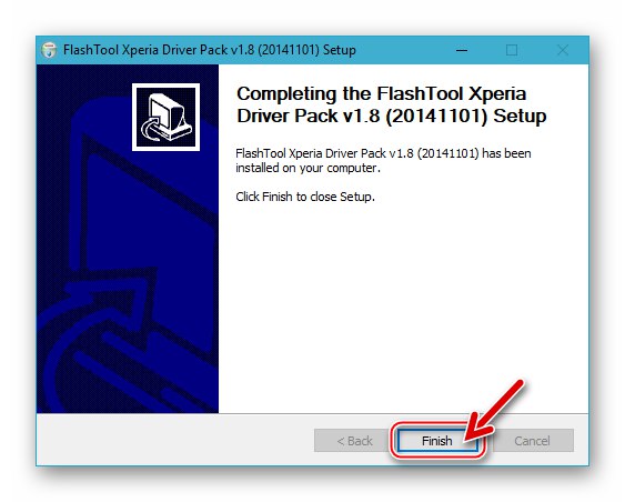 Sony Xperia Z Finalni prozor FlashTool Xperia DriverPack Setup - instalacija upravljačkog programa dovršena