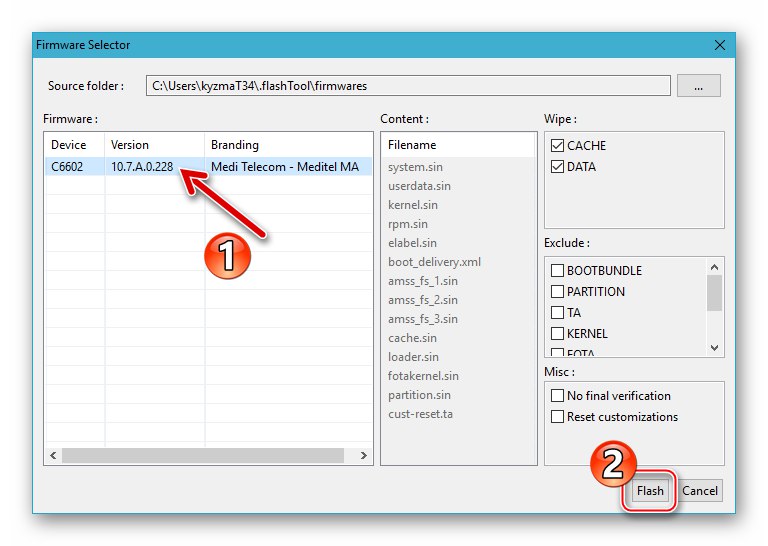 Prozor za odabir firmvera Sony Xperia Z, pokrenite firmware putem Flashtoola