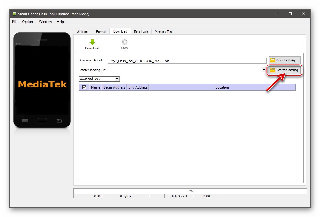 Xiaomi Redmi Note 3 MTK SP Flash Tool Scatter бутон за зареждане