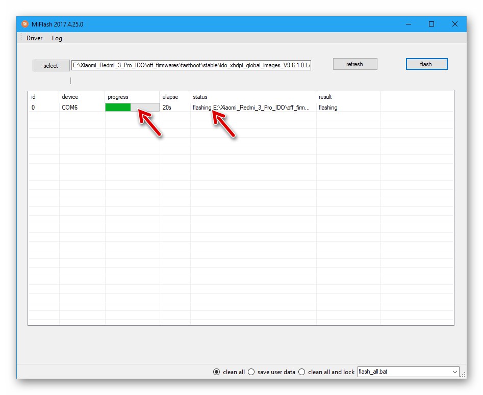 Xiaomi Redmi 3 (PRO) MiFlash процес прошивки в EDL-режимі