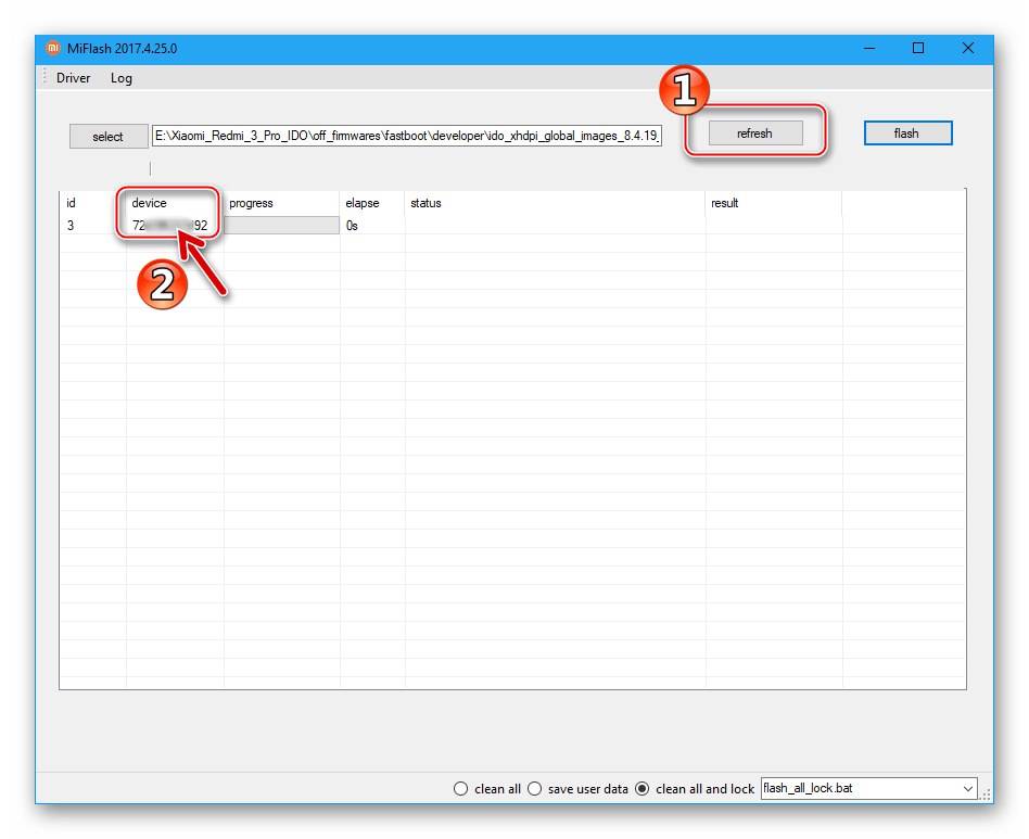 Xiaomi Redmi 3 (PRO) MiFlash Підключення девайса в режимі Fastboot