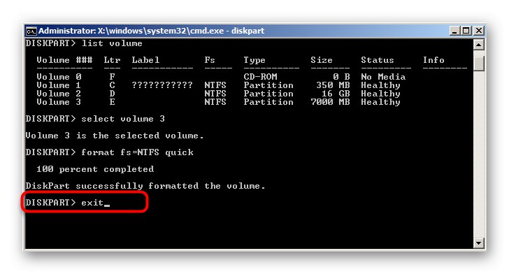 Zamknij wiersz polecenia po sformatowaniu partycji w systemie Windows 7