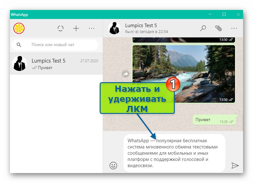 حدد WhatsApp لنظام التشغيل Windows جزءًا من نص الرسالة باستخدام الماوس