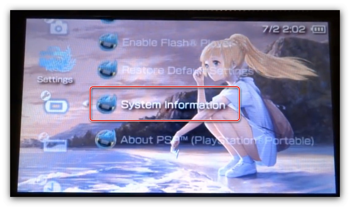 Informacije o sustavu za provjeru verzije softvera PSP prije firmwarea CFW