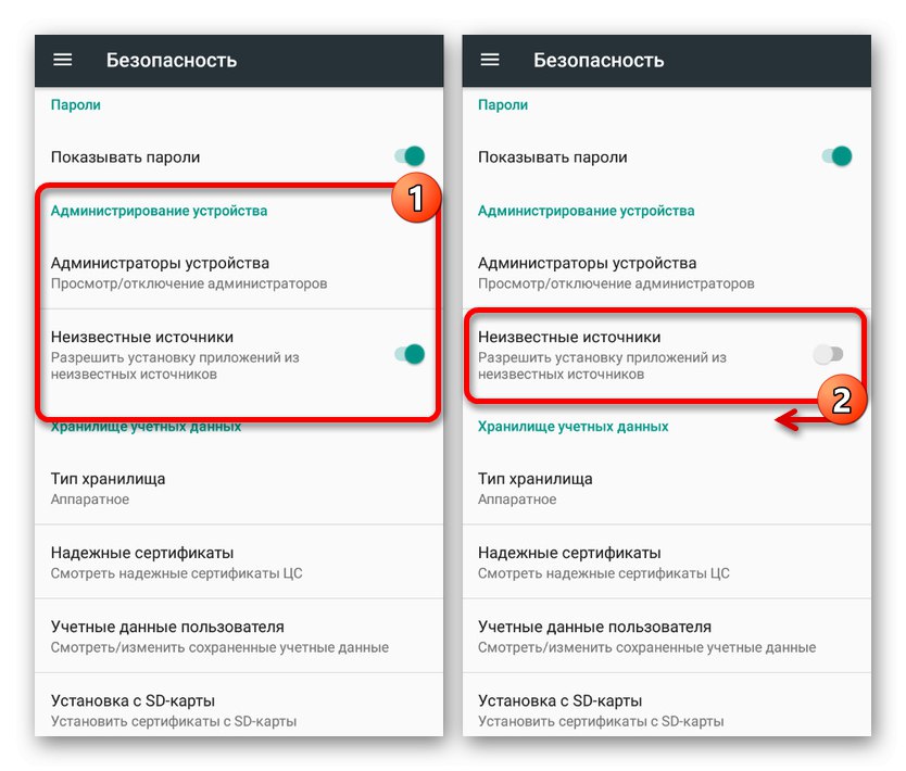 Povolenie možnosti inštalovať aplikácie z neznámych zdrojov v Nastaveniach pre Android