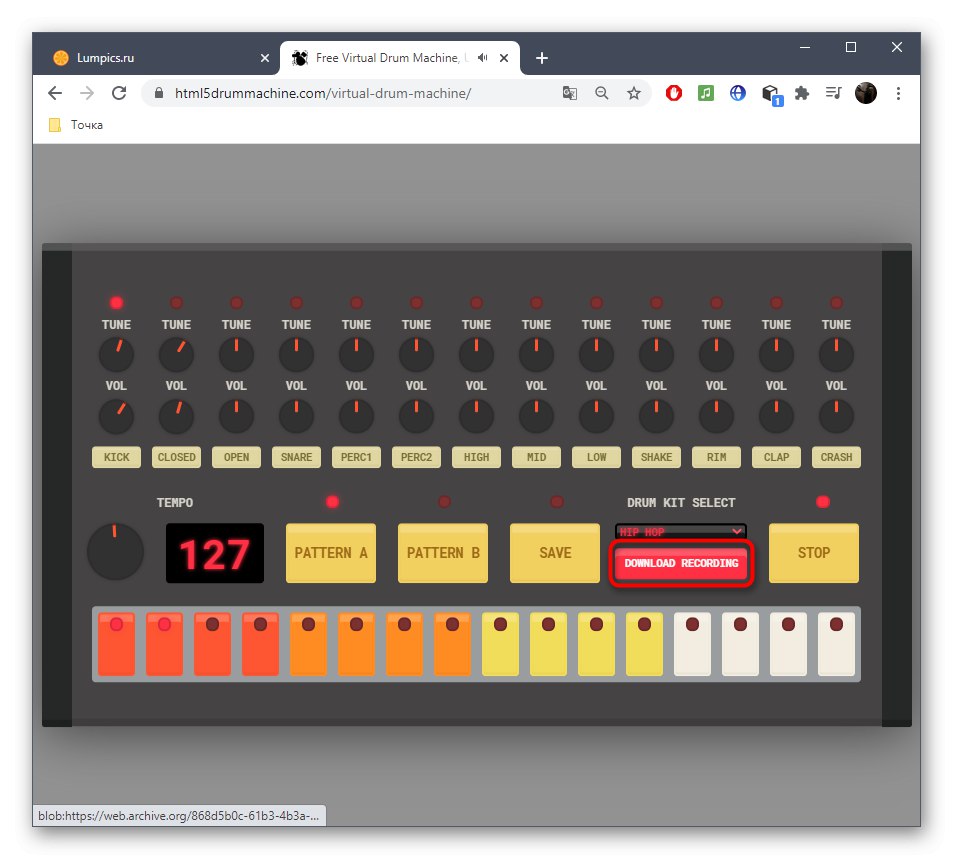 Спрете да записвате музика за запазване чрез онлайн услугата Virtual Drum Machine
