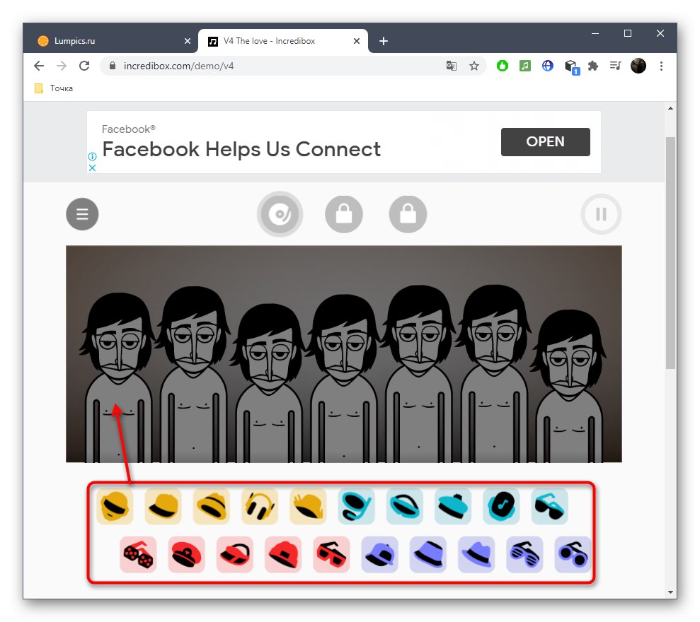 Избор на звуци за създаване на бийтбокс музика чрез онлайн услугата Incredibox
