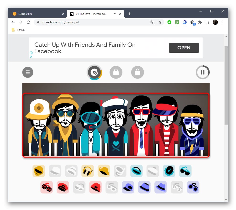 Едновременно възпроизвеждане на всички герои при създаване на бийтбокс музика чрез онлайн услугата Incredibox