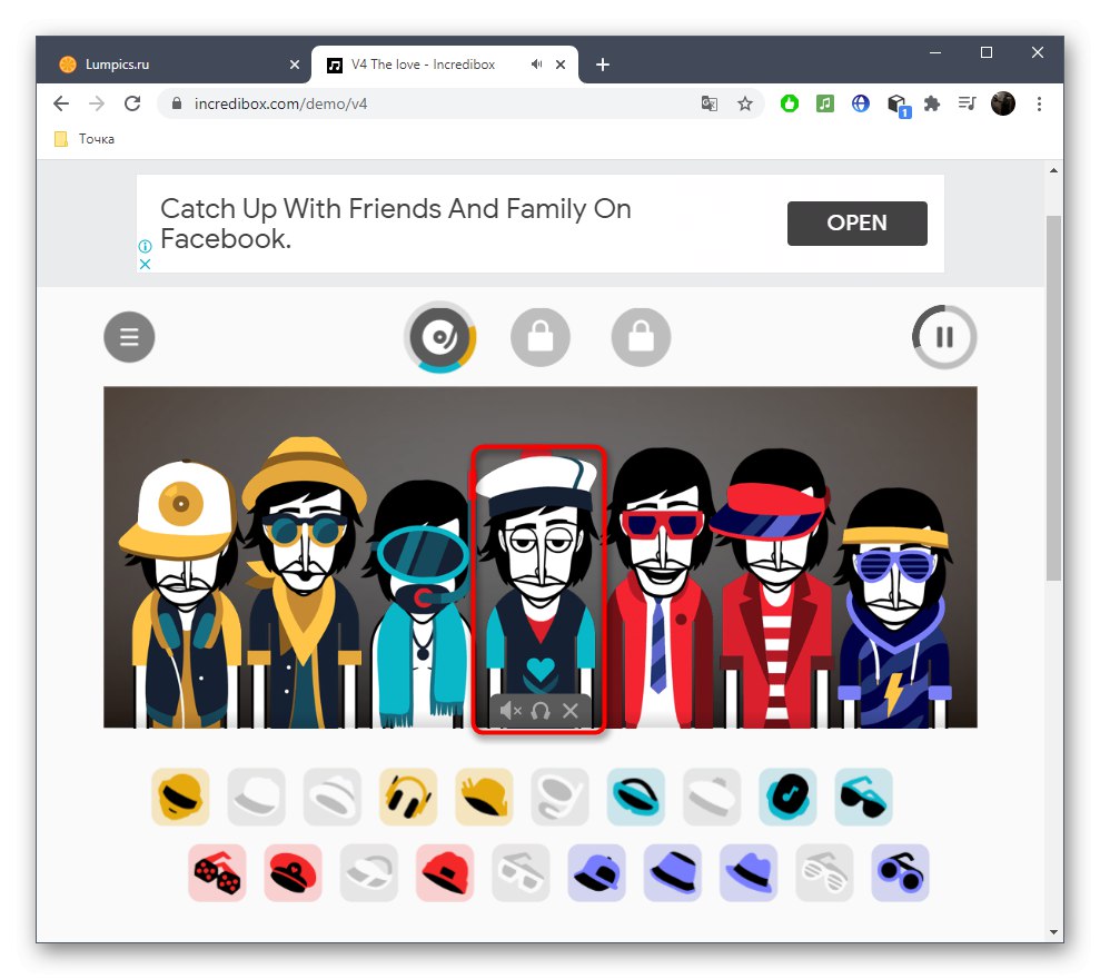 Контролиране на определен герой при създаване на бийтбокс музика чрез онлайн услугата Incredibox