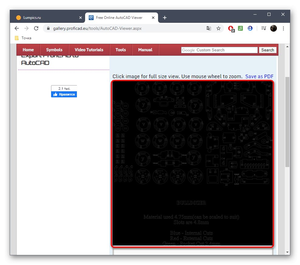 Запознаване със стандартния изглед на DXF файла чрез онлайн услугата ProfiCAD