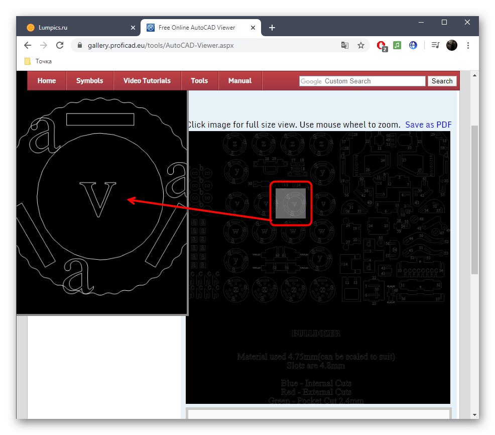 Подробен преглед на съдържанието на DXF файла чрез онлайн услугата ProfiCAD