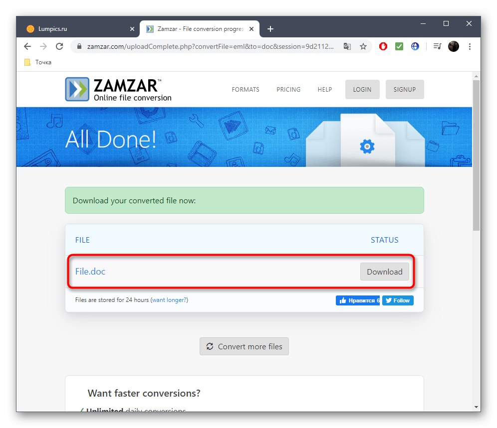 بارگیری یک سند متنی پس از تبدیل EML به زامزار