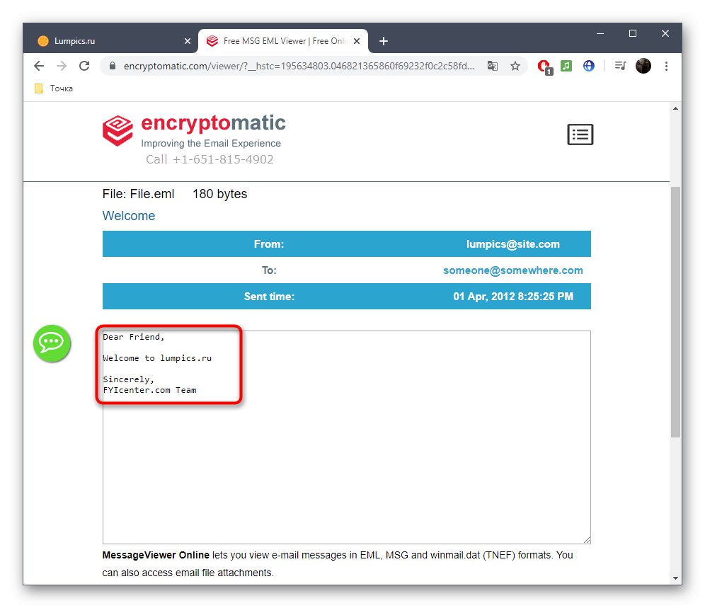 مشاهده محتوای یک فایل EML از طریق سرویس آنلاین EncryptoMatic