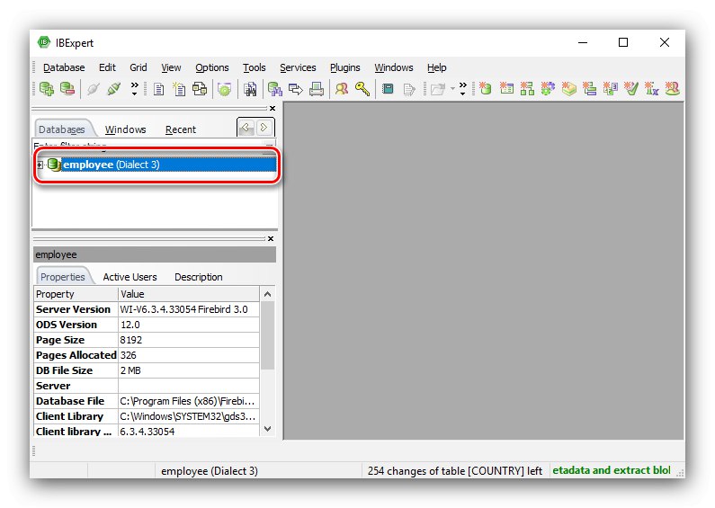 إطلاق عرض قاعدة البيانات في IBExpert لفتح ملفات FDB