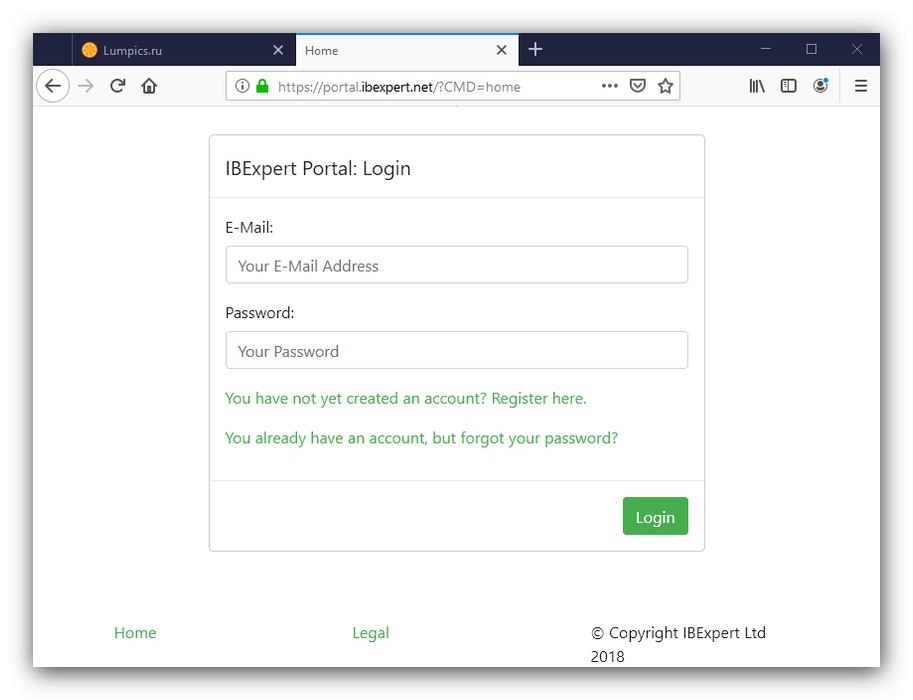 قم بإنشاء حساب تنزيل IBExpert لفتح ملفات FDB