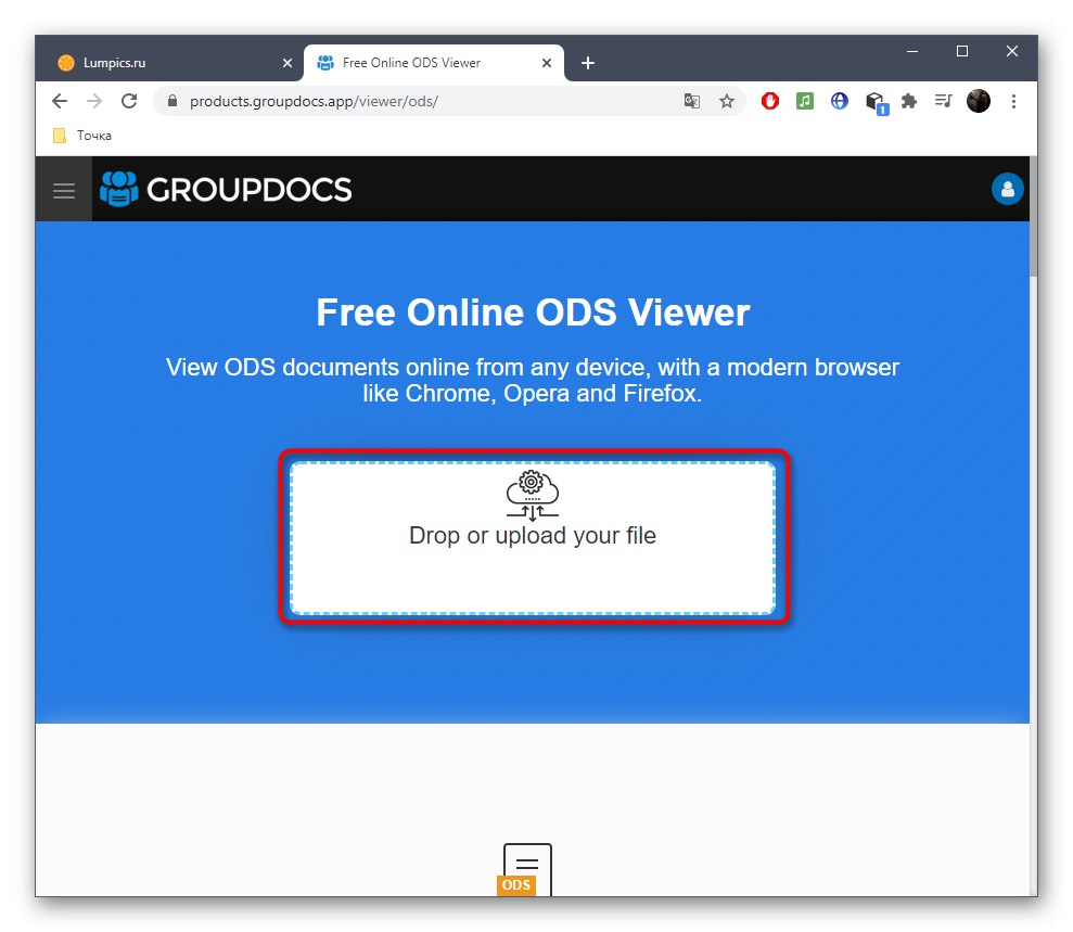 Pojdite na izbiro datoteke, da jo odprete prek spletne storitve GroupDocs med ogledom preglednice