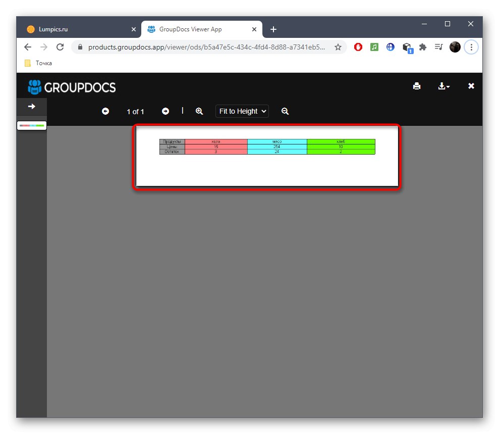 Oglejte si preglednico prek spletne storitve GroupDocs