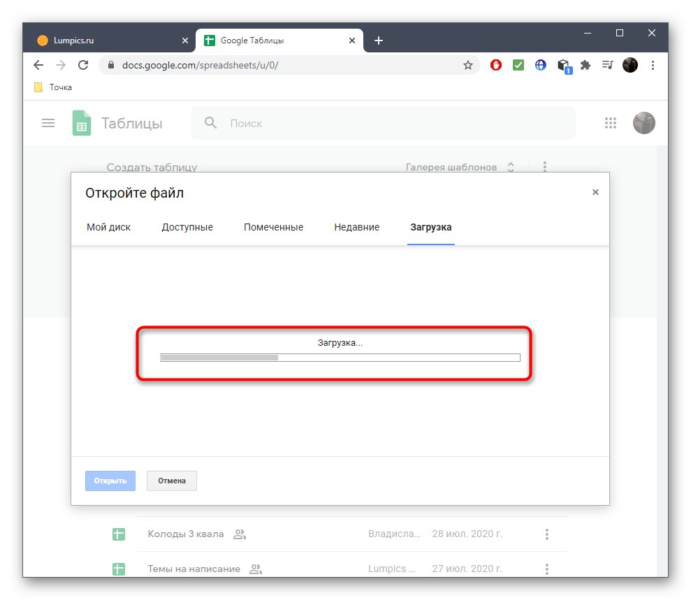 Postopek nalaganja dokumenta v obliki ODS za odpiranje prek spletne storitve Google Sheets