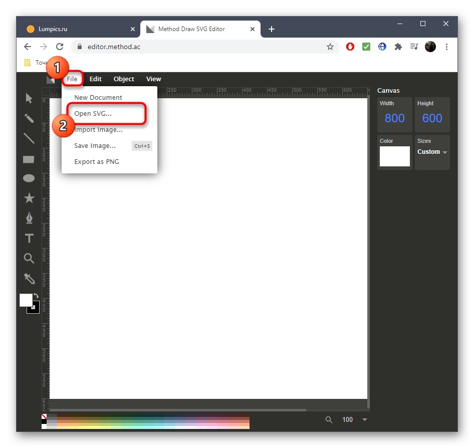 Отидете да отворите SVG файла чрез метод онлайн услуга