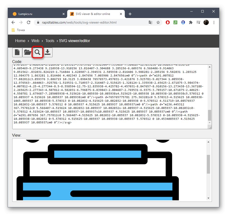 Приложете редактиране на SVG файлов код чрез онлайн услугата RapidTables