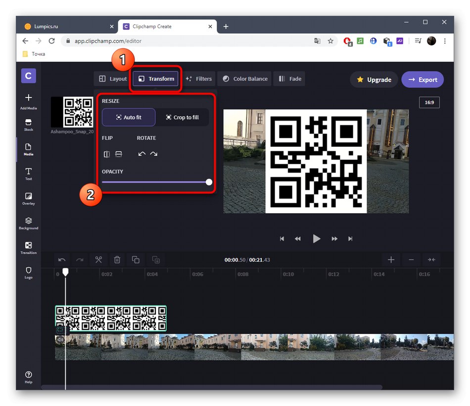 Transformacja obrazu na wideo za pośrednictwem usługi online Clipchamp Create