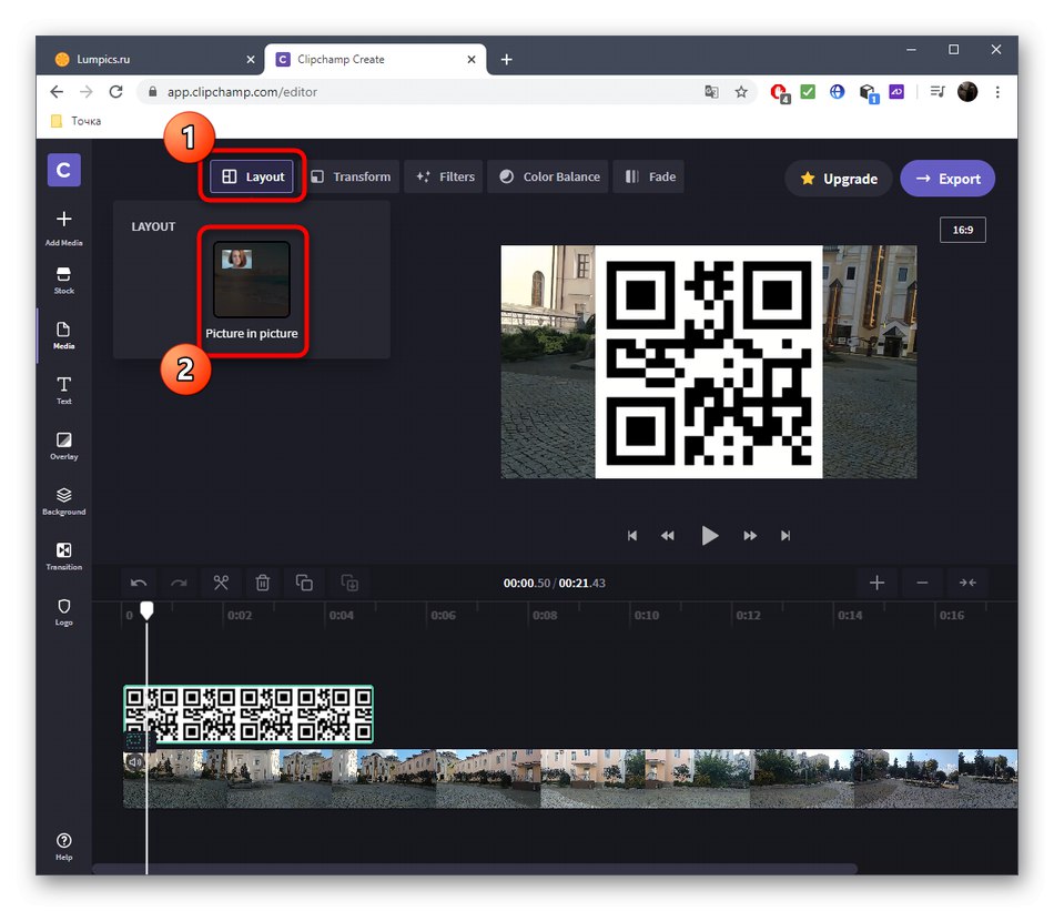 Ustawianie typu obrazu nakładki na wideo za pośrednictwem usługi online Clipchamp Create