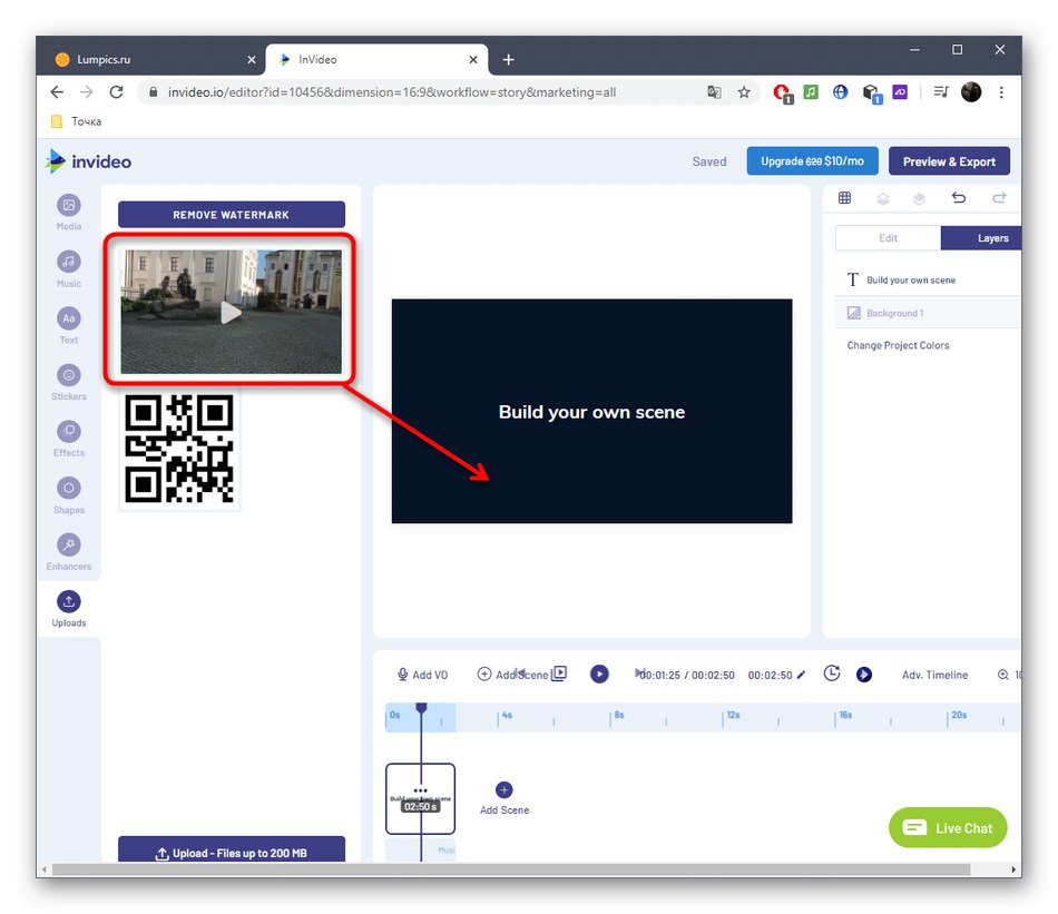 Przesyłanie wideo do projektu w usłudze online InVideo