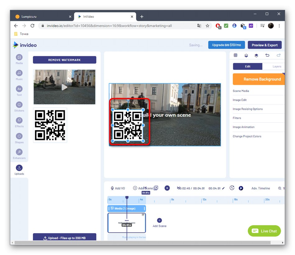 Wybór rozmiaru i lokalizacji obrazu na projekcie poprzez usługę online InVideo