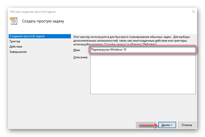 Výběr názvu úkolu v plánovači úloh