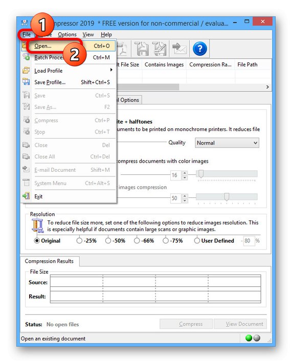 اذهب إلى Open PDF File في Advanced PDF Compressor