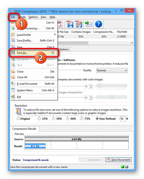 انتقل إلى Save PDF in Advanced PDF Compressor
