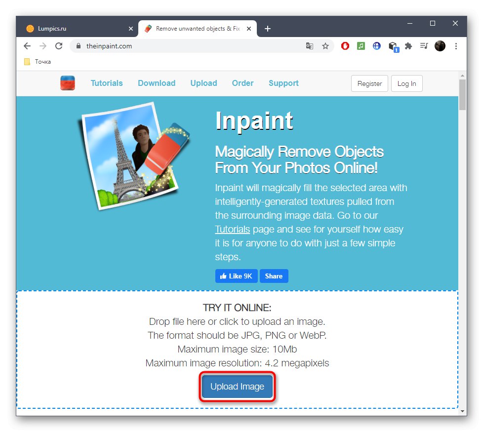 Spustením editora programu Inpaint odstránite osobu z fotografie